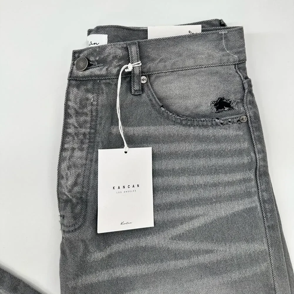 KanCan Alessia Ultra High Rise 90's Flare Light Gray Denim Jeans Size 9 - Picture 5 of 9